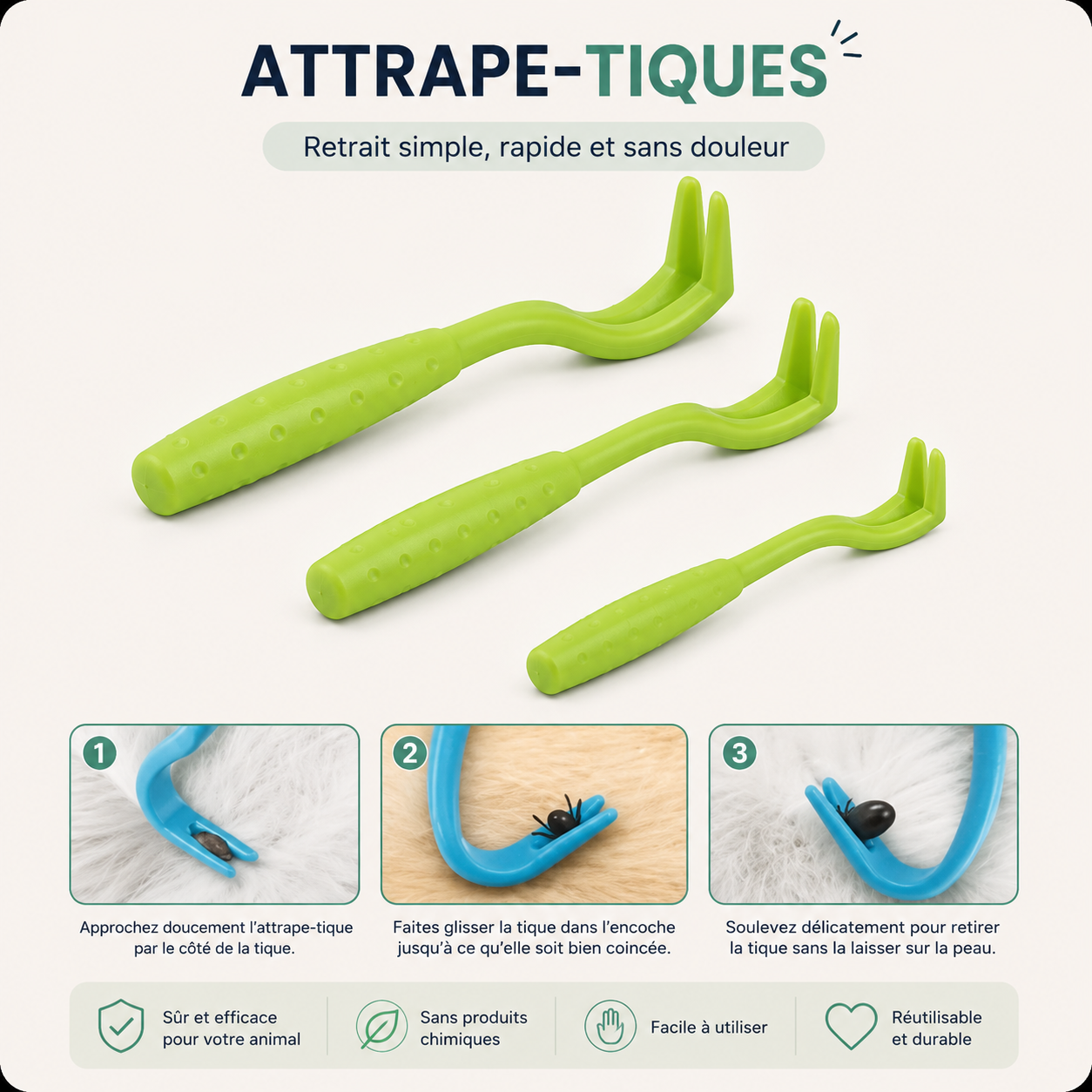 Crochet Anti-Tiques & Puces pour Chien et Chat