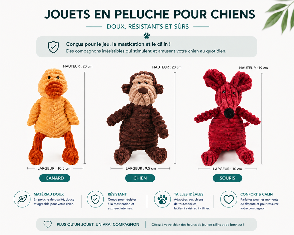 Jouet en Peluche Molaire pour Chien — Nettoyage Dentaire & Anti-Stress