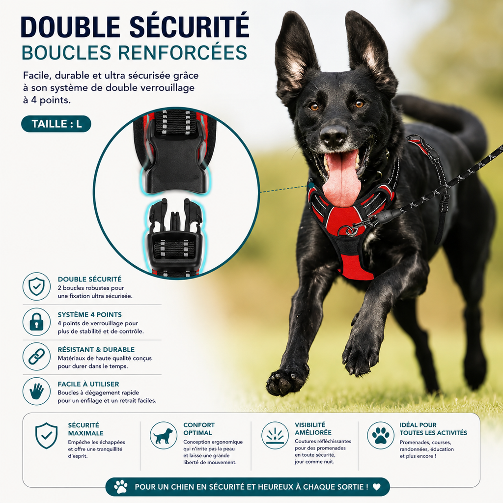Harnais Anti-Traction pour Chien — Réfléchissant & Ajustable