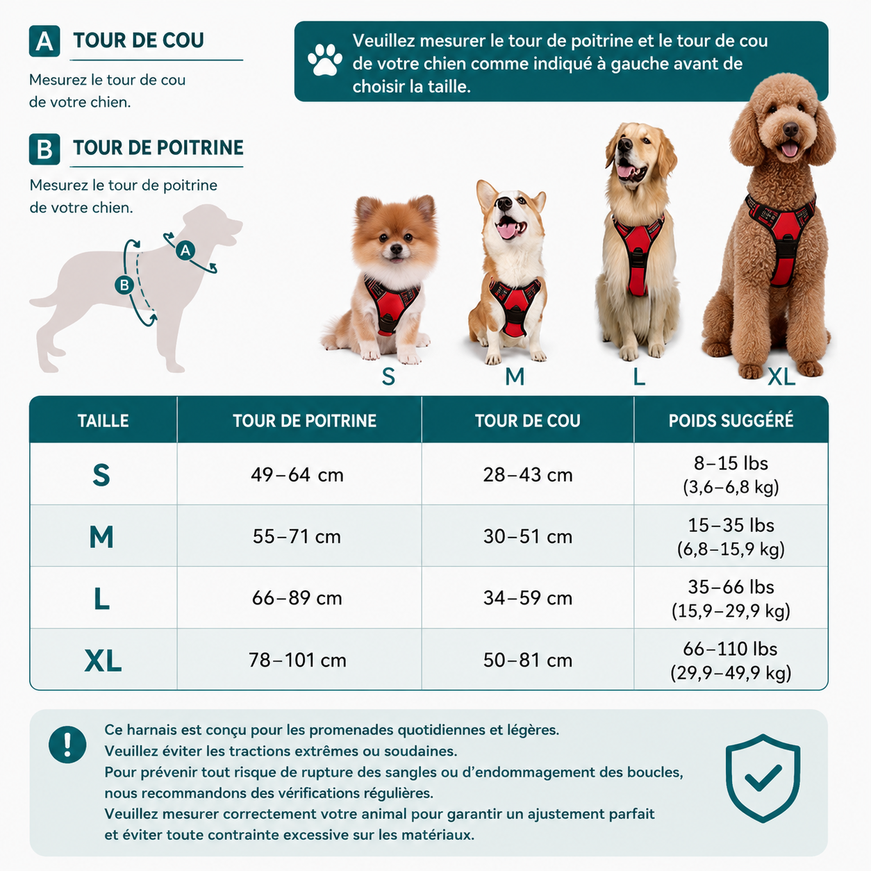 Harnais Anti-Traction pour Chien — Réfléchissant & Ajustable