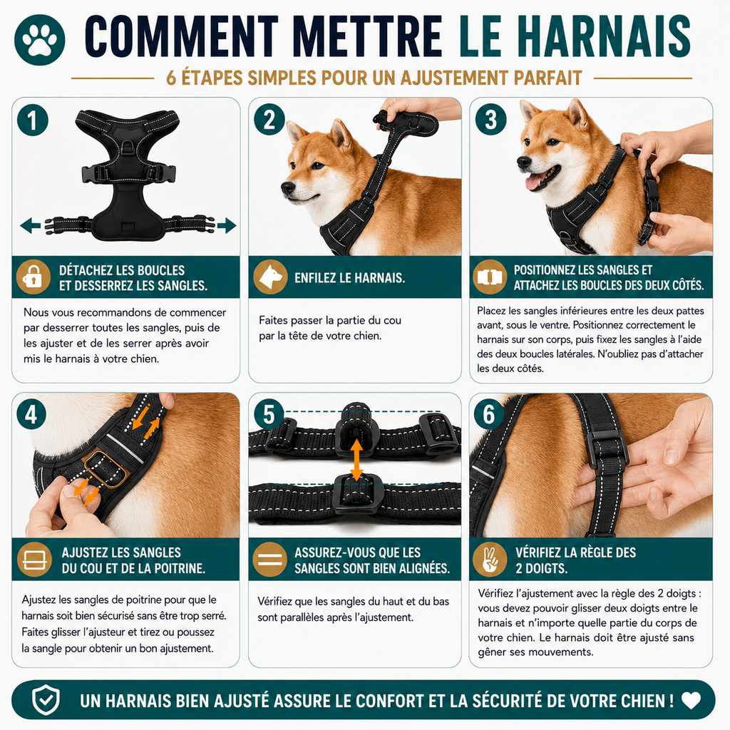 Harnais Anti-Traction pour Chien — Réfléchissant & Ajustable