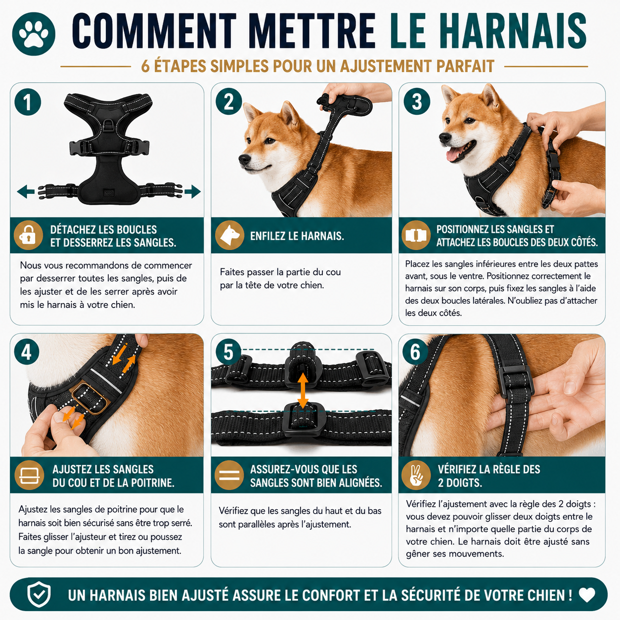 Harnais Anti-Traction pour Chien — Réfléchissant & Ajustable