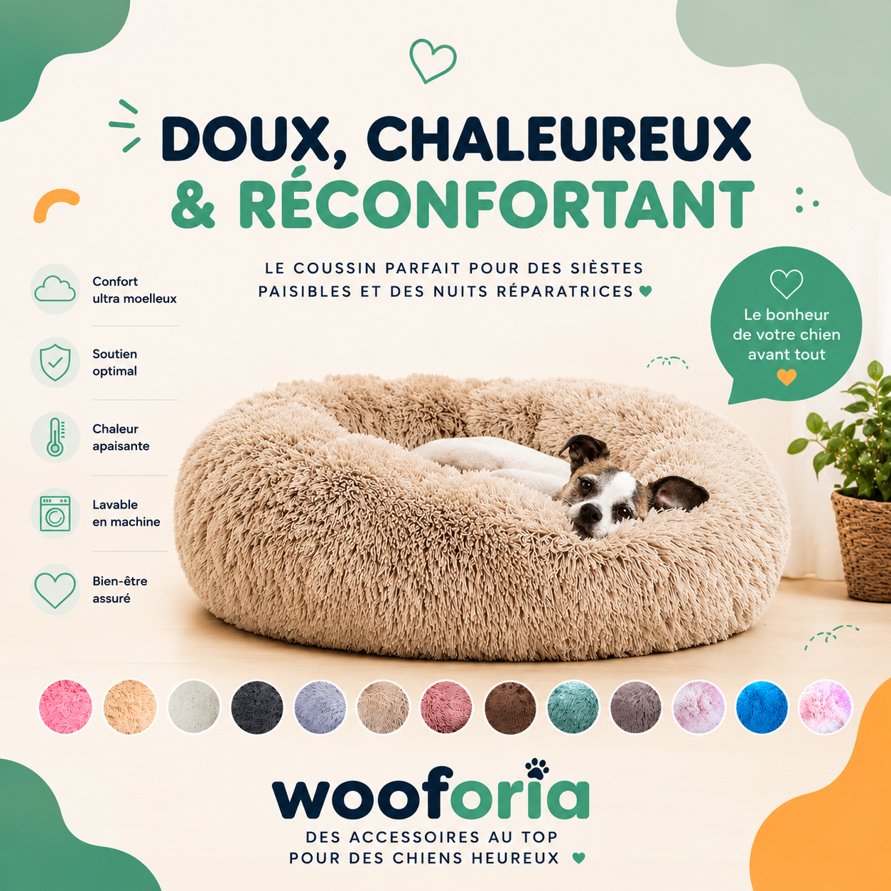 Corbeille Ronde Ultra-Douce pour Chien et Chat — Chaleur & Confort (40 à 90 cm)