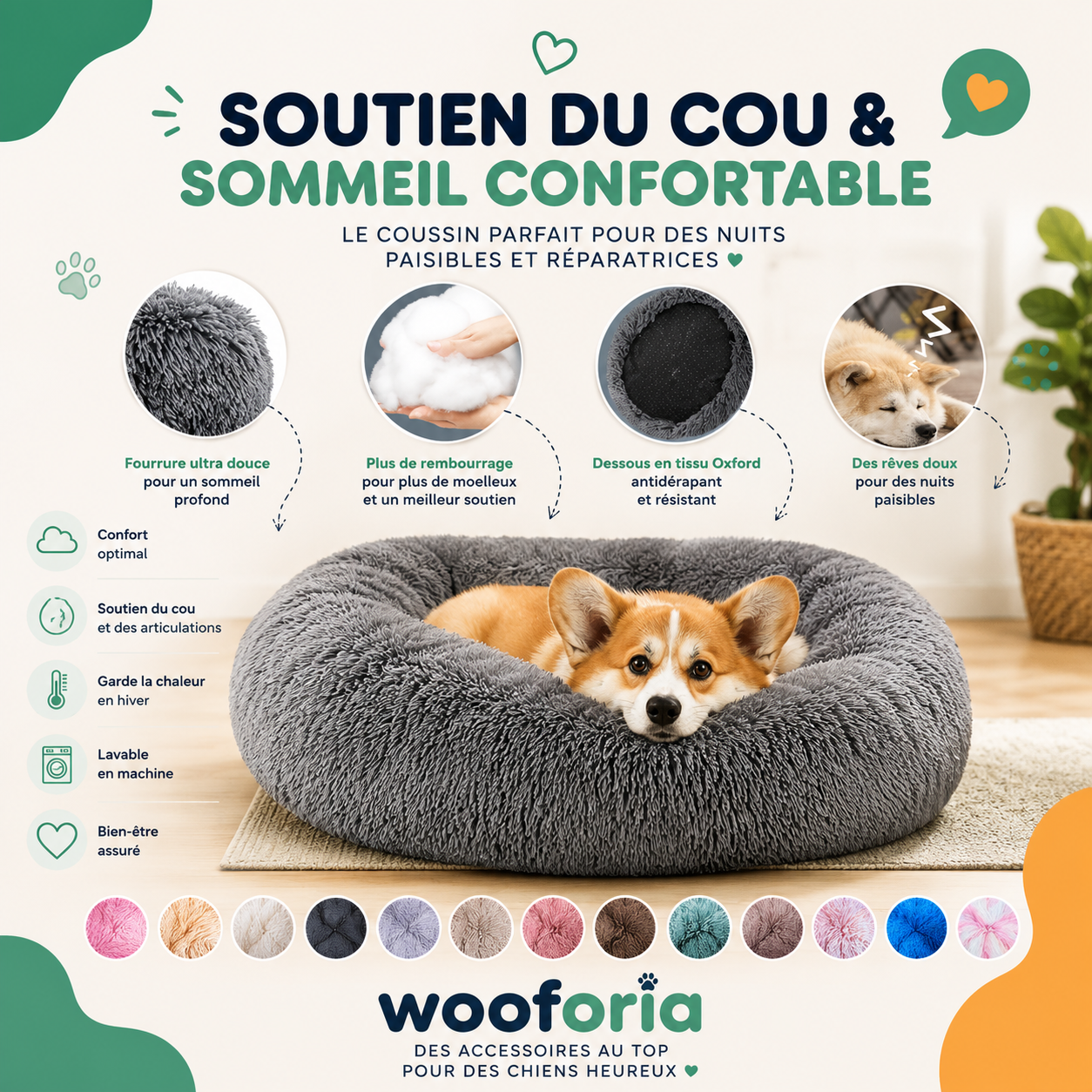 Corbeille Ronde Ultra-Douce pour Chien et Chat — Chaleur & Confort (40 à 90 cm)