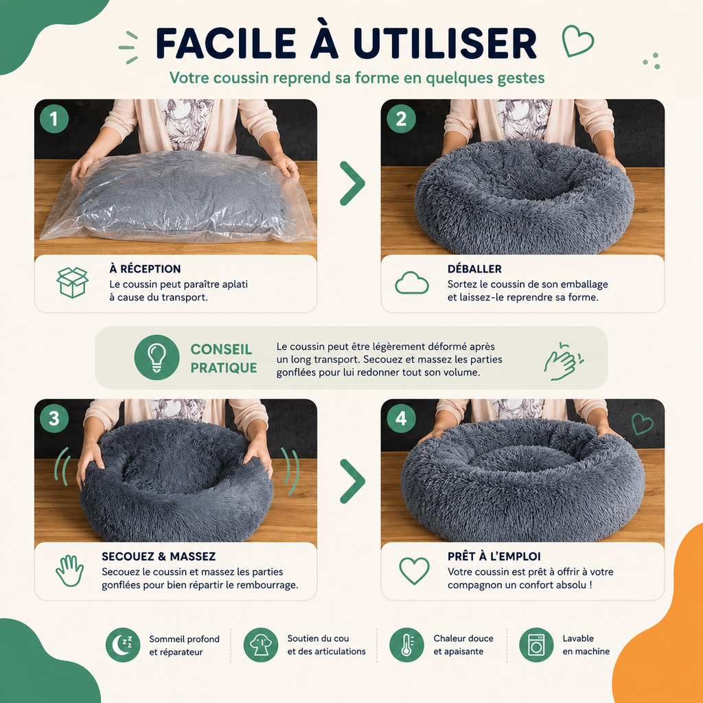Corbeille Ronde Ultra-Douce pour Chien et Chat — Chaleur & Confort (40 à 90 cm)