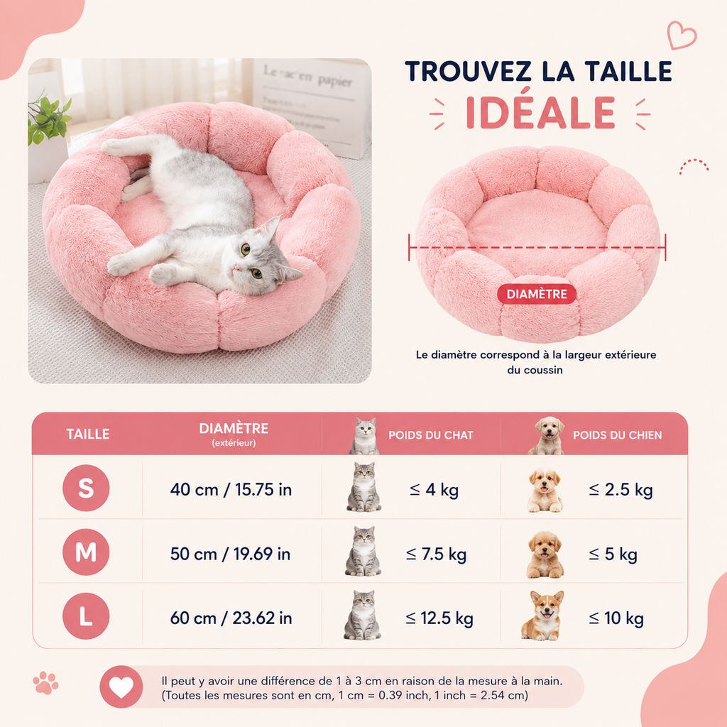Corbeille Ronde Ultra-Douce pour Chien et Chat — Chaleur & Confort (40 à 90 cm)