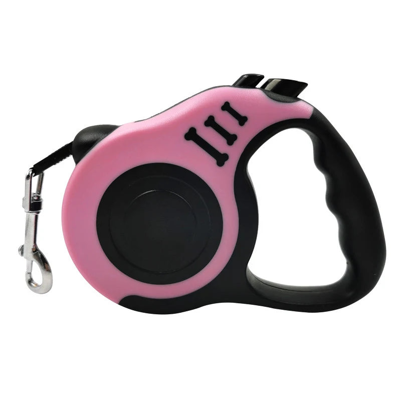 Laisse Rétractable pour Chien et Chat — 3 m ou 5 m, Nylon Résistant
